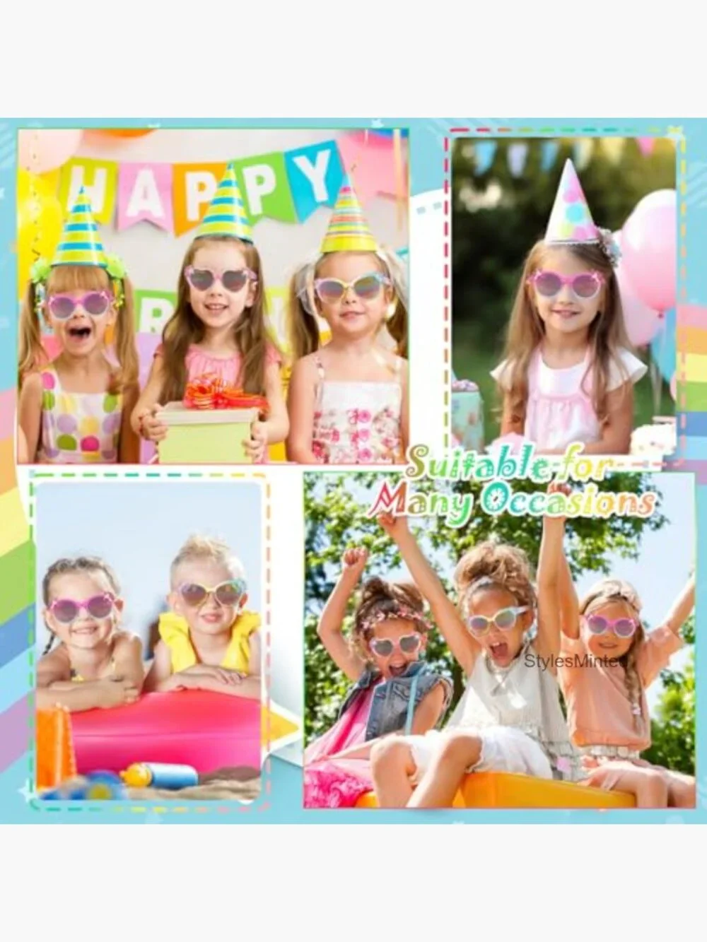 Unicorn Heart Glitter Kids Sunglasses UV Protection with Pouch